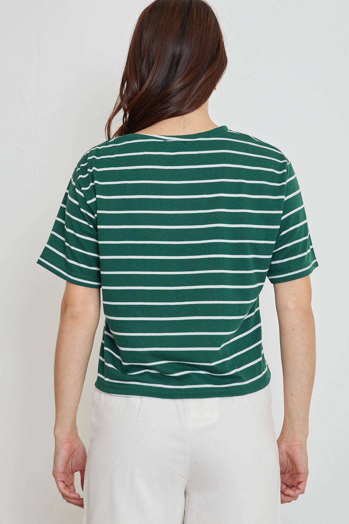 Çizgili T-shirt-Yeşil